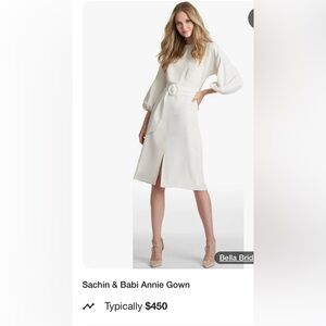 Sachin + Babi Cream Wrap Dress with Tie Front and Slit